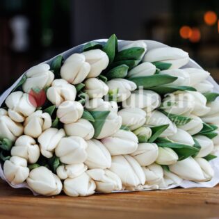 банч белых тюльпанов купить
